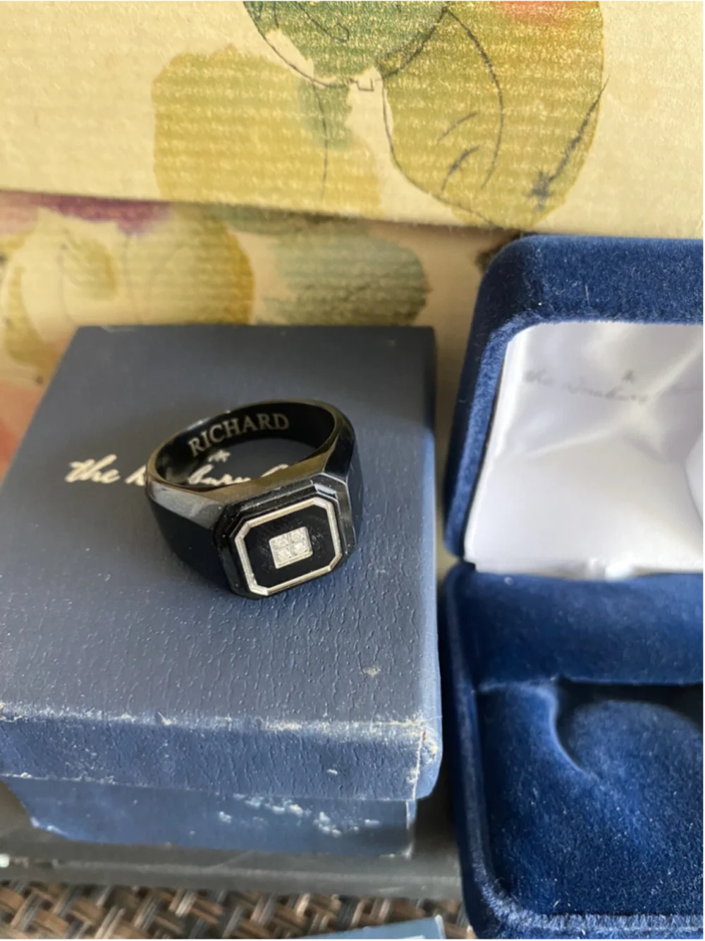 The Danbury Mint Black Ice Diamond Stainless Steel Personalized Men's Ring
